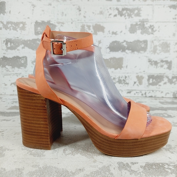 New Nordstrom Anita Leather Peach Platform Ankle Buckle Sandals A136 - Picture 6 of 12